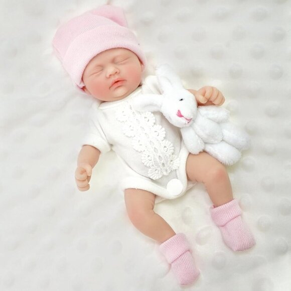 🆕7 Inch Silicone Girl Full Body Realistic  Doll Newborn  Reborn Baby   Doll - Picture 3 of 5